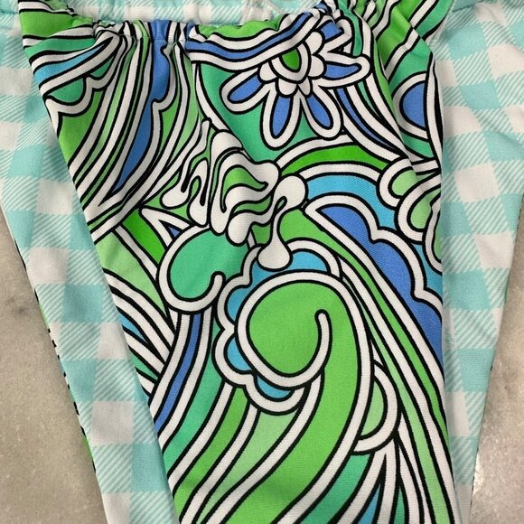 Revolve VDM Marley Reversible Ocean Swirl Blue Gingham Bikini Bottom XSmall - Picture 8 of 11
